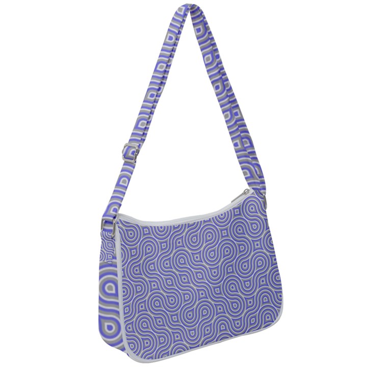 Royal Purple Grey and White Truchet Pattern Zip Up Shoulder Bag