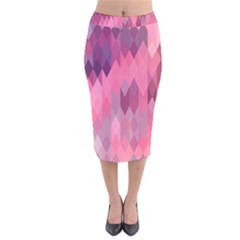 Pink Purple Diamond Pattern Velvet Midi Pencil Skirt by SpinnyChairDesigns