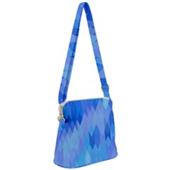 Aqua Blue Diamond Pattern Zipper Messenger Bag by SpinnyChairDesigns