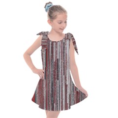 Abstract Grunge Stripes Red White Green Kids  Tie Up Tunic Dress by SpinnyChairDesigns