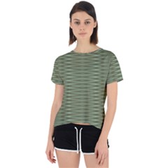 Chive And Olive Stripes Pattern Open Back Sport Tee by SpinnyChairDesigns