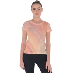 Coral Cream Abstract Art Pattern Short Sleeve Sports Top  by SpinnyChairDesigns