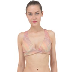 Coral Cream Abstract Art Pattern Classic Banded Bikini Top by SpinnyChairDesigns
