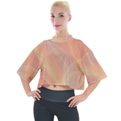 Coral Cream Abstract Art Pattern Mock Neck Tee by SpinnyChairDesigns