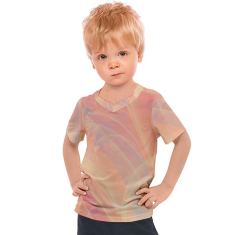 Coral Cream Abstract Art Pattern Kids  Sports Tee by SpinnyChairDesigns