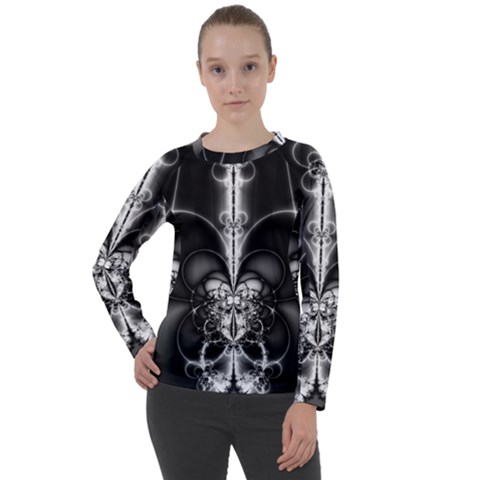 Abstract Black And White Art Women s Long Sleeve Raglan Tee by SpinnyChairDesigns