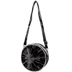 Abstract Black And White Stripes Crossbody Circle Bag by SpinnyChairDesigns