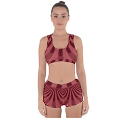 Vermilion Stripes Racerback Boyleg Bikini Set by SpinnyChairDesigns