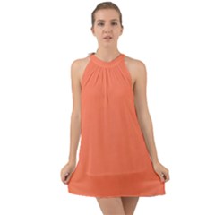 Appreciating Apricot Halter Tie Back Chiffon Dress by Janetaudreywilson