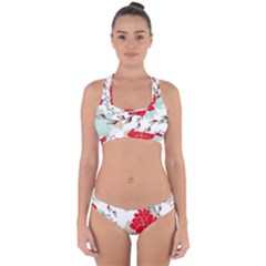 Floral Pattern  Cross Back Hipster Bikini Set by Sobalvarro
