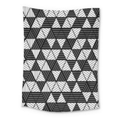 Black And White Triangles Pattern Medium Tapestry by SpinnyChairDesigns