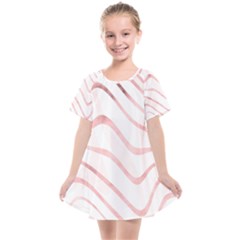 Pink Abstract Stripes On White Kids  Smock Dress by SpinnyChairDesigns