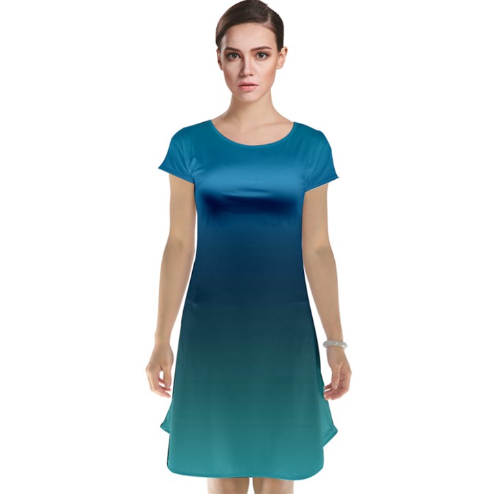 Blue Teal Green Gradient Ombre Colors Cap Sleeve Nightdress