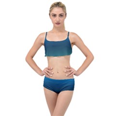 Blue Teal Green Gradient Ombre Colors Layered Top Bikini Set by SpinnyChairDesigns
