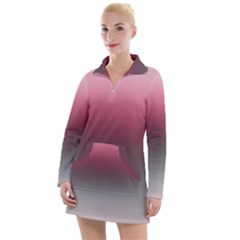 Blush Pink And Grey Gradient Ombre Color Women s Long Sleeve Casual Dress by SpinnyChairDesigns