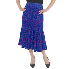 Bisexual Pride Tiny Scattered Flowers Pattern Midi Mermaid Skirt by VernenInk