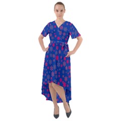 Bisexual Pride Tiny Scattered Flowers Pattern Front Wrap High Low Dress by VernenInk