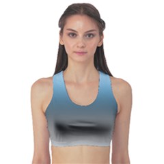 Sky Blue And Grey Color Gradient Ombre Sports Bra by SpinnyChairDesigns