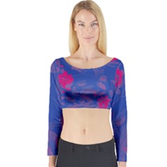 Bi Floral-pattern-background-1308 Long Sleeve Crop Top by VernenInk