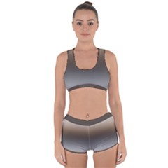 Brown And Grey Gradient Ombre Color Racerback Boyleg Bikini Set by SpinnyChairDesigns