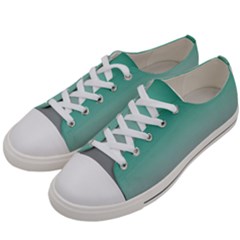 Teal Green And Grey Gradient Ombre Color Women s Low Top Canvas Sneakers by SpinnyChairDesigns