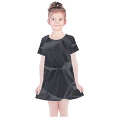 Black Tourmaline Stone Geometric Pattern Kids  Simple Cotton Dress by SpinnyChairDesigns