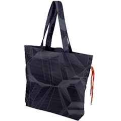 Black Tourmaline Stone Geometric Pattern Drawstring Tote Bag by SpinnyChairDesigns