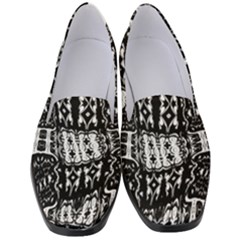 Abstract Black And White Stripes Checkered Pattern Women s Classic Loafer Heels by SpinnyChairDesigns