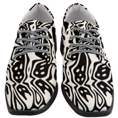 Black And White Abstract Stripe Pattern Women Heeled Oxford Shoes by SpinnyChairDesigns