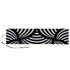 Abstract Black And White Shell Pattern Roll Up Canvas Pencil Holder (l) by SpinnyChairDesigns