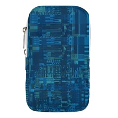 Blue Green Abstract Art Geometric Pattern Waist Pouch (small) by SpinnyChairDesigns