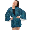 Blue Green Abstract Art Geometric Pattern Long Sleeve Kimono View1