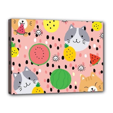 Cats And Fruits  Canvas 16  X 12  (stretched) by Sobalvarro