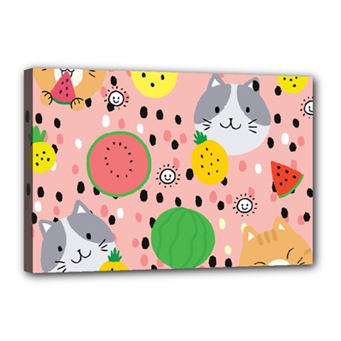 Cats And Fruits  Canvas 18  X 12  (stretched) by Sobalvarro