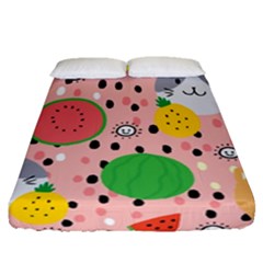 Cats And Fruits  Fitted Sheet (queen Size) by Sobalvarro