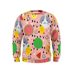 Cats And Fruits  Kids  Sweatshirt by Sobalvarro