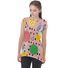 Cats And Fruits  Cap Sleeve High Low Top by Sobalvarro
