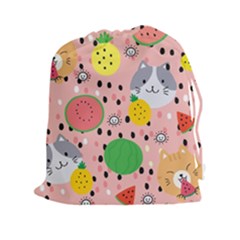 Cats And Fruits  Drawstring Pouch (2xl) by Sobalvarro