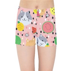 Cats And Fruits  Kids  Sports Shorts by Sobalvarro