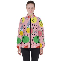 Cats And Fruits  Women s High Neck Windbreaker by Sobalvarro