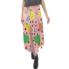 Cats And Fruits  Velour Split Maxi Skirt by Sobalvarro