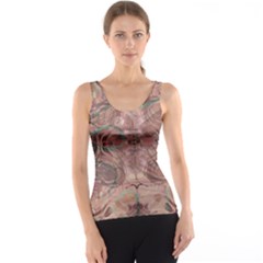 Tea Rose Pink And Brown Abstract Art Color Tank Top by SpinnyChairDesigns