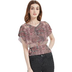 Tea Rose Pink And Brown Abstract Art Color Butterfly Chiffon Blouse