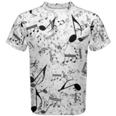 Black And White Music Notes Men s Cotton Tee by SpinnyChairDesigns