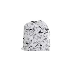 Black And White Music Notes Drawstring Pouch (xs) by SpinnyChairDesigns
