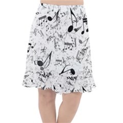 Black And White Music Notes Fishtail Chiffon Skirt