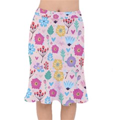 Tekstura-fon-tsvety-berries-flowers-pattern-seamless Short Mermaid Skirt by Sobalvarro