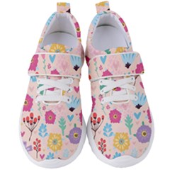 Tekstura-fon-tsvety-berries-flowers-pattern-seamless Women s Velcro Strap Shoes by Sobalvarro