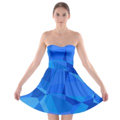 Electric Blue Geometric Pattern Strapless Bra Top Dress by SpinnyChairDesigns
