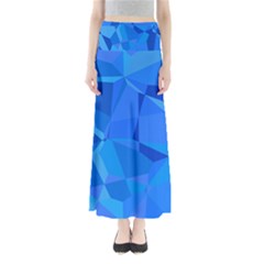 Electric Blue Geometric Pattern Full Length Maxi Skirt by SpinnyChairDesigns